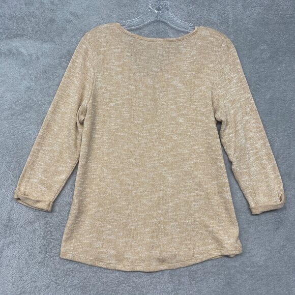 Chicos Sweater Womens Small Beige Pullover V Neck Lightweight Polyester Cotton - Picture 6 of 8